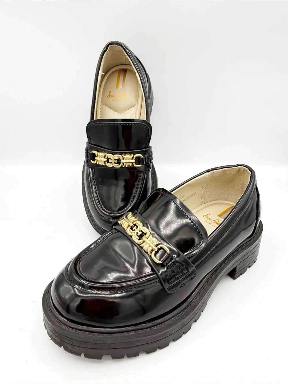 Sam Edelman Kids Teo Black Patent Lugsole Loafers Size 11